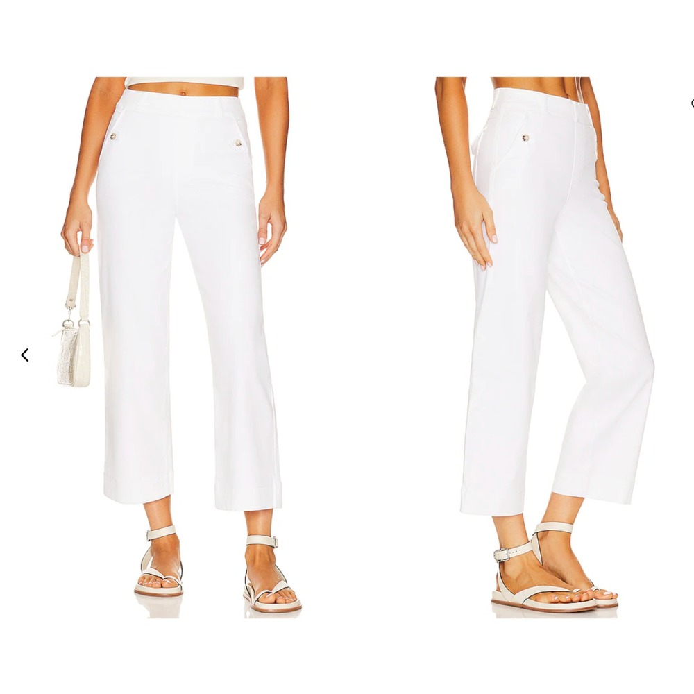 Spanx Stretch Twill Cropped Wide Leg Pants in White Women 1X Pockets Pull On